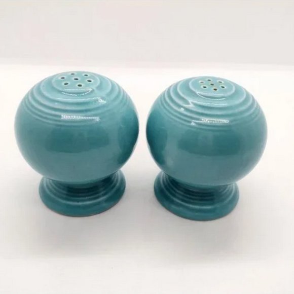 Fiestaware Other - Vintage Fiesta Turquoise Pottery Salt and Pepper Shaker Set Round Bulb Ball